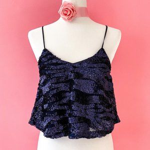 NEW! Lucy Paris Sequined Cropped Cami - Na…